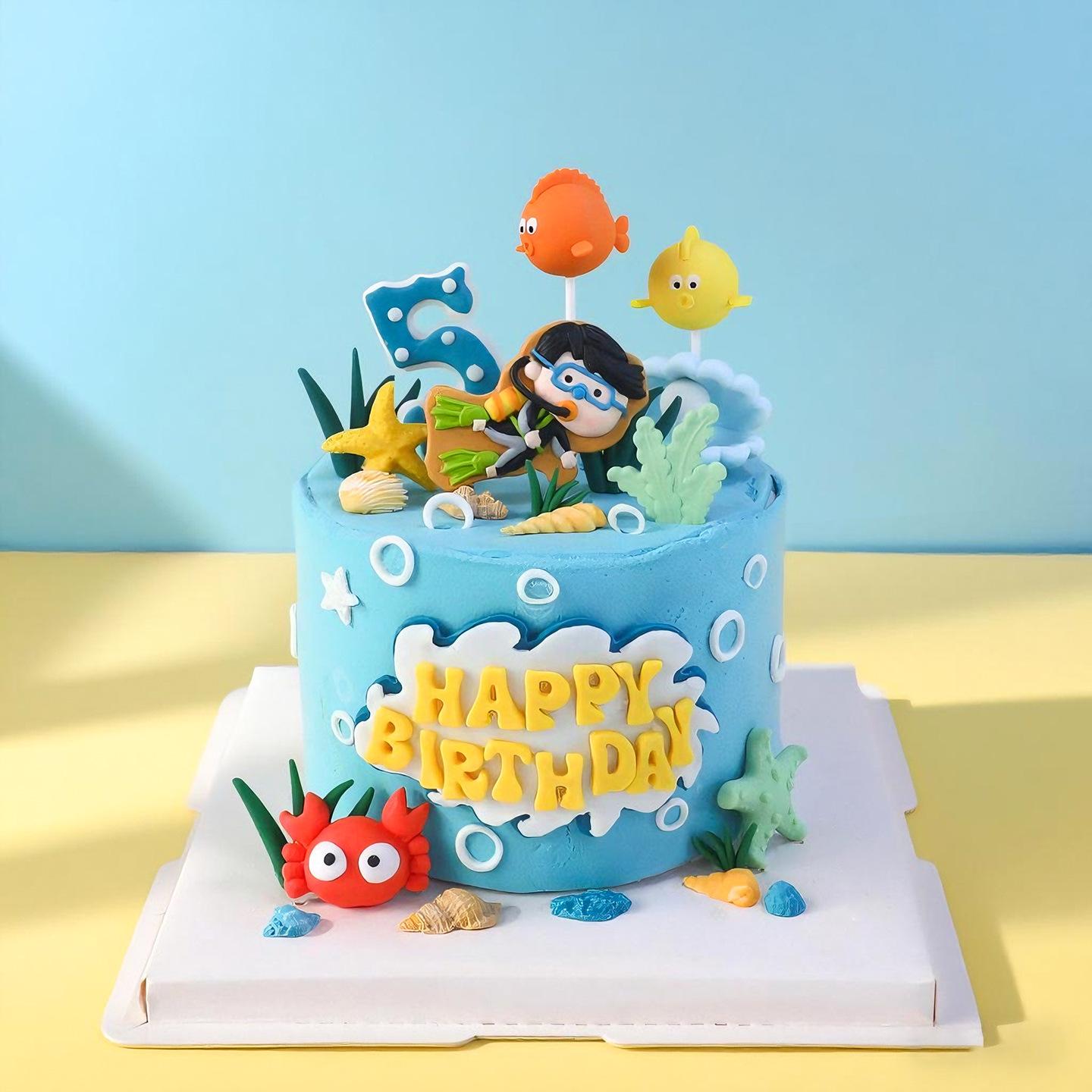 

15PCS Sea Ocean Cake Toppers Crab Starfish Shells Cake Decorations for Sea Ocean Theme Baby Shower Birthday Party Supplies