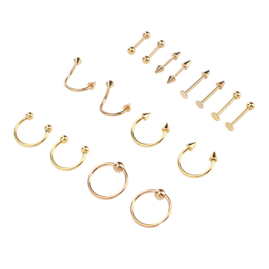Nose Studs Set Stainless Steel Exquisite Different Shapes Safe Smoothing Polished Surfaces Nose Studs for Women