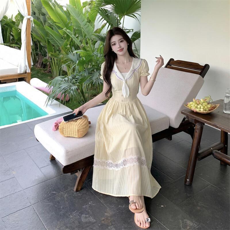 Plus Size Women's Summer College Style Slimming Long Dress