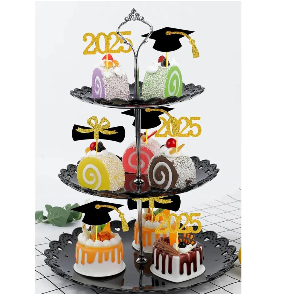 2025 Graduation Cupcake Toppers, Food/Appetizer Picks For Graduation Party Mini Cake Decorations, Diploma, 2025, Grad Cap