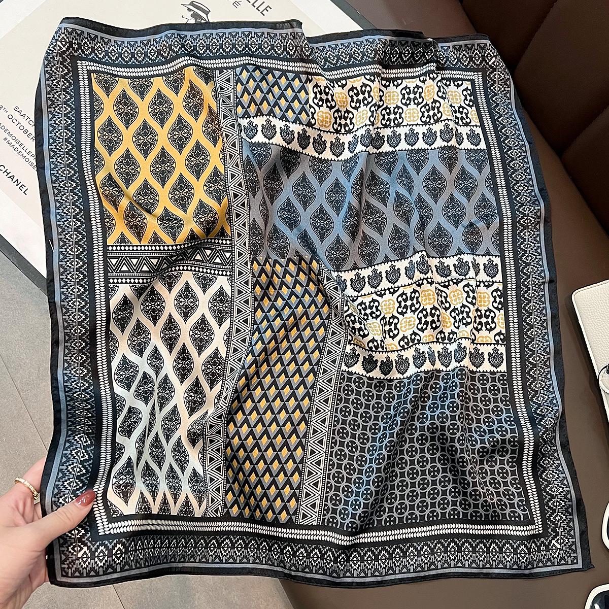 

100% Natural Real Silk Scarf Foulard Female Bandana Scarves for Women Hijab Shawl Wraps Square Neckerchief Popular Headkerchief Real Silk 53x53cm