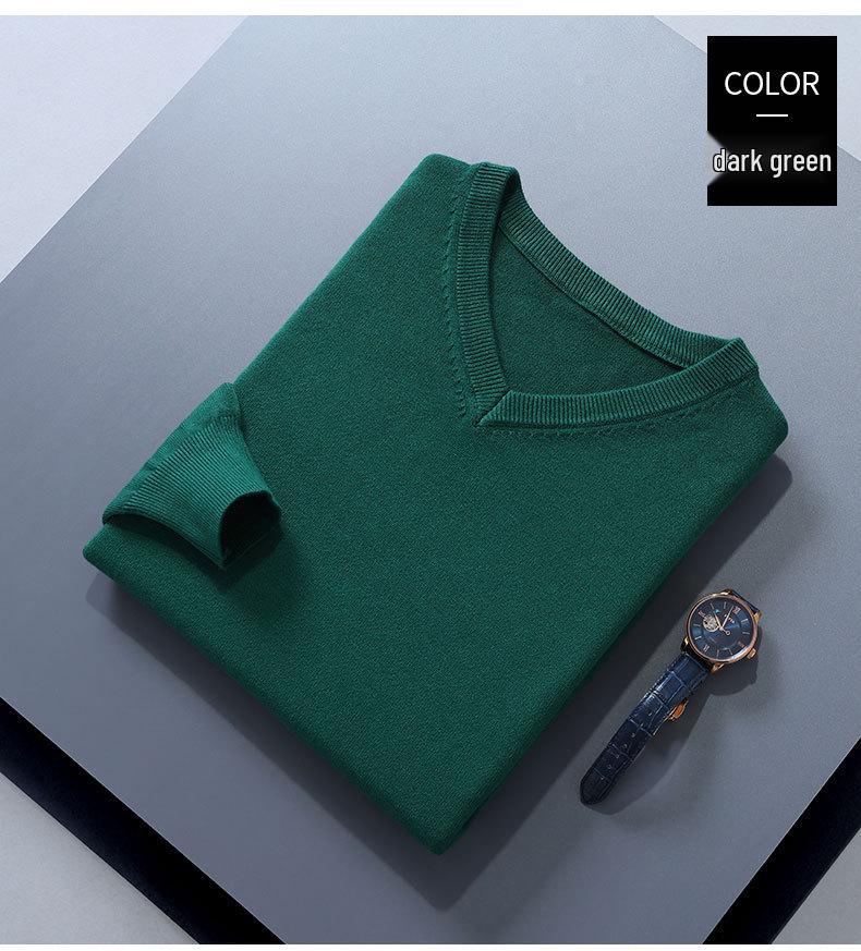 Men s Plus Size V-Neck Loose Knit Sweater - Korean Style, Solid Color, Casual Layer for Spring and Autumn XXXL