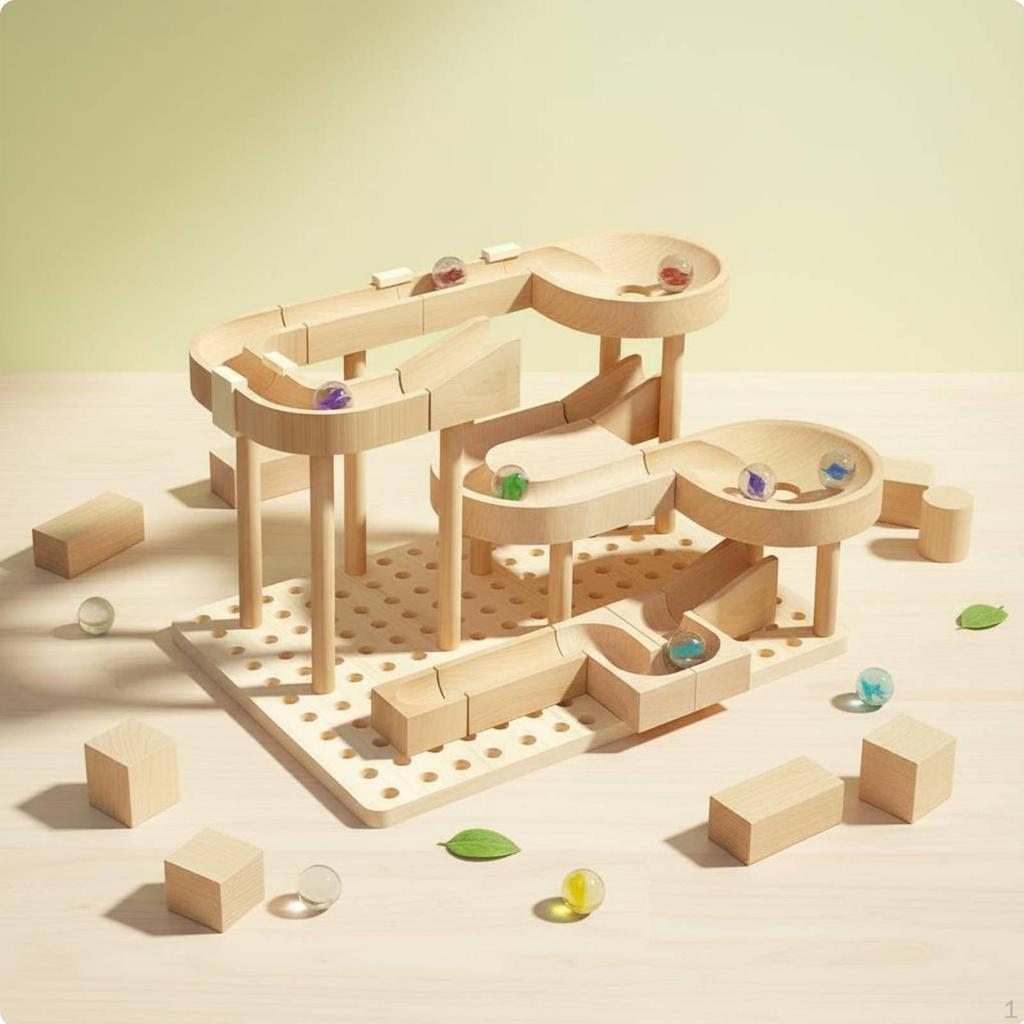 Marble Track Building Set Develops Intelligence Wooden Run for Kids, Boys