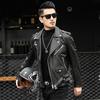 Spring Autumn Men's Short Cool Black Leather Biker Jacket Men Zipper Long Sleeve Belt Plus Size Leather Jackets