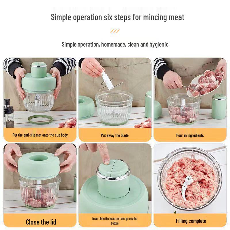 Fleischwolf mit zwei Kammern, Geschmacksneutral, Dickes Glas, Multifunktionaler Lebensmittelverarbeiter für Fleisch und Gemüse.