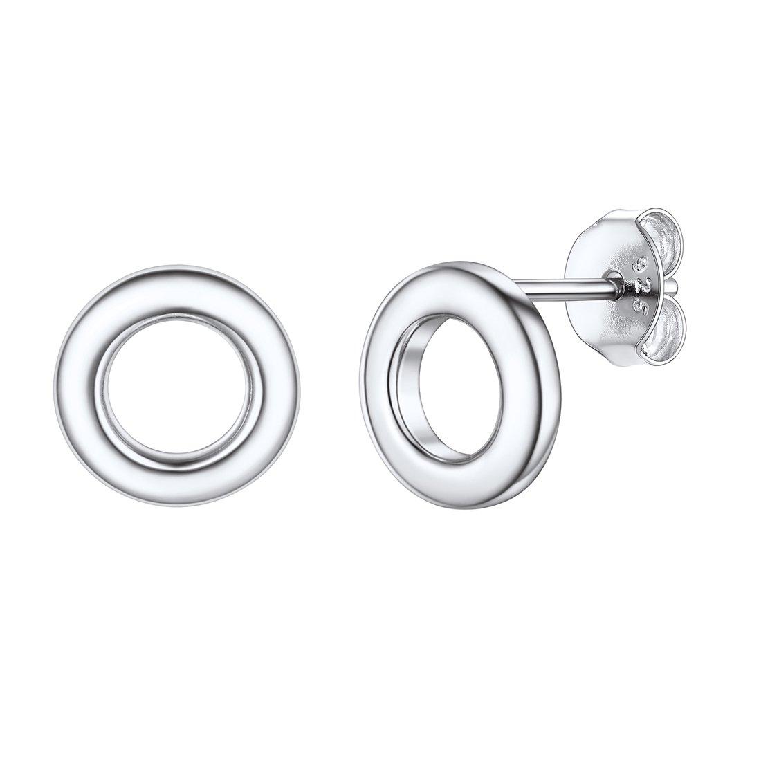 

925 Sterling Silver Open Circle Stud Earring білий