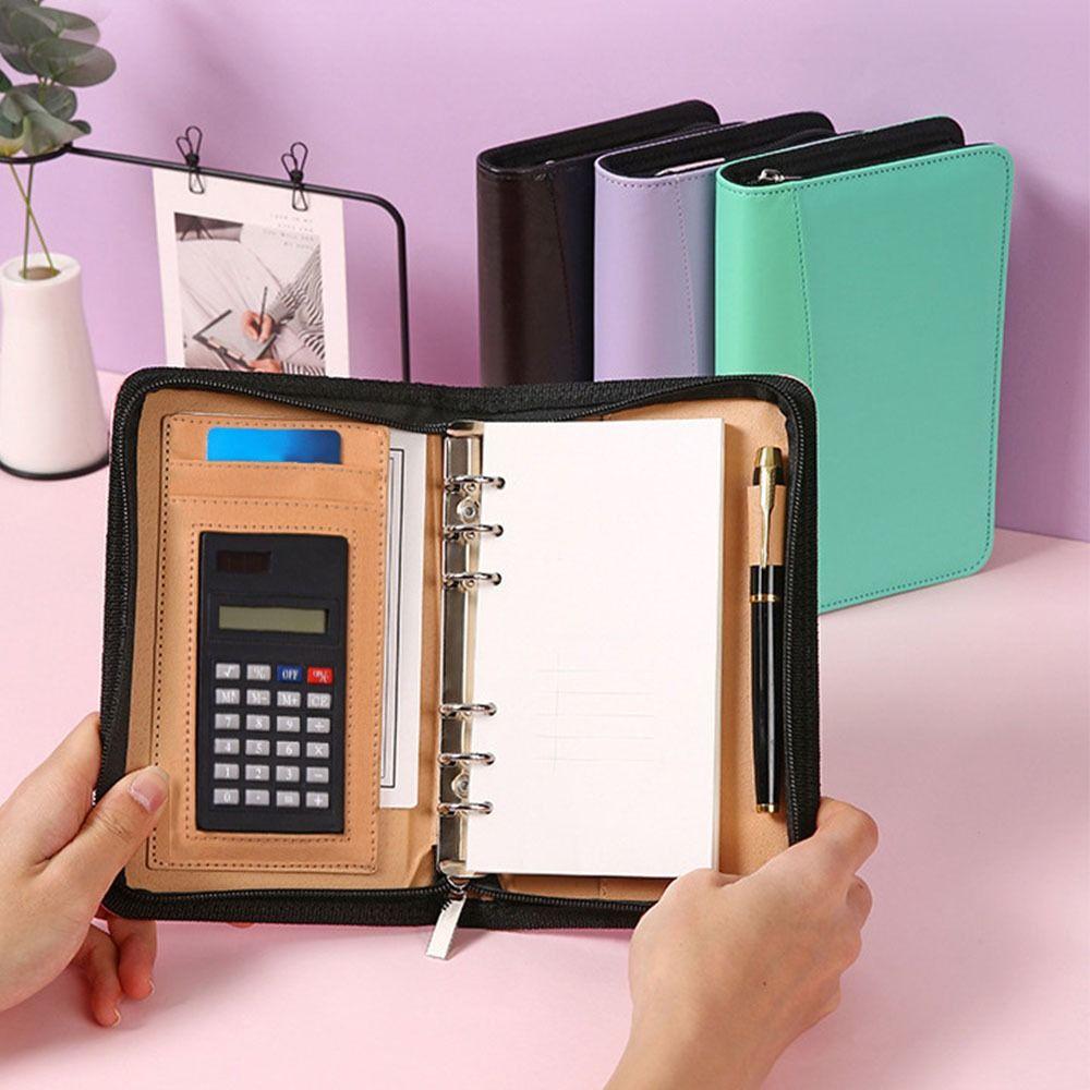A6 File Folder 6-Ring Business Notebook Memo Book Portfolio Binder Cover  Conference Use