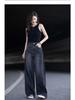 High Street Black High-Waisted Straight Leg Jeans - Slimming Wide Leg, Floor-Length, Loose Fit for Spring/Autumn 2026