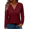 Women's T Shirt Tee Color Long Sleeve Daily Weekend Fashion Basic V Neck Regular Top