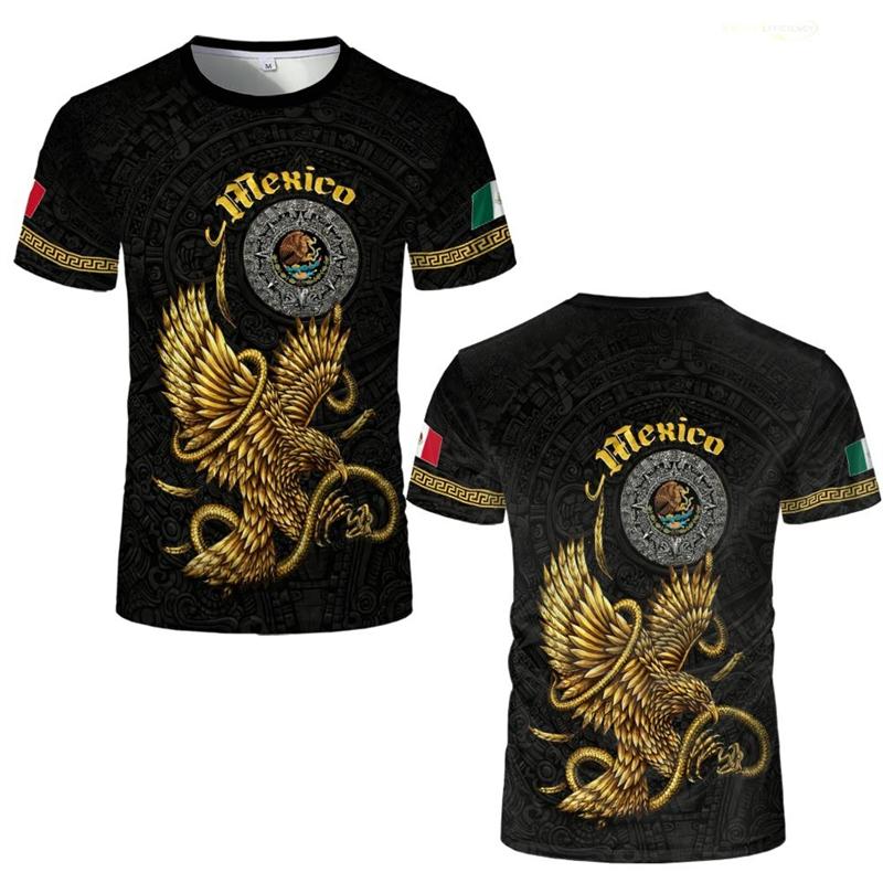 Mexican Constitution Day Pattern T-shirt Fashionable Mexican Flag and Emblem 3D Printed Top Summer Men's Casual Short Sleeve Sportswear