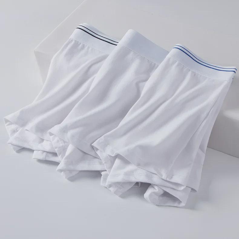 "Men’s Pure Cotton White Boxer Briefs - Antibacterial, Lightweight Youth Shorts for Autumn/Winter"