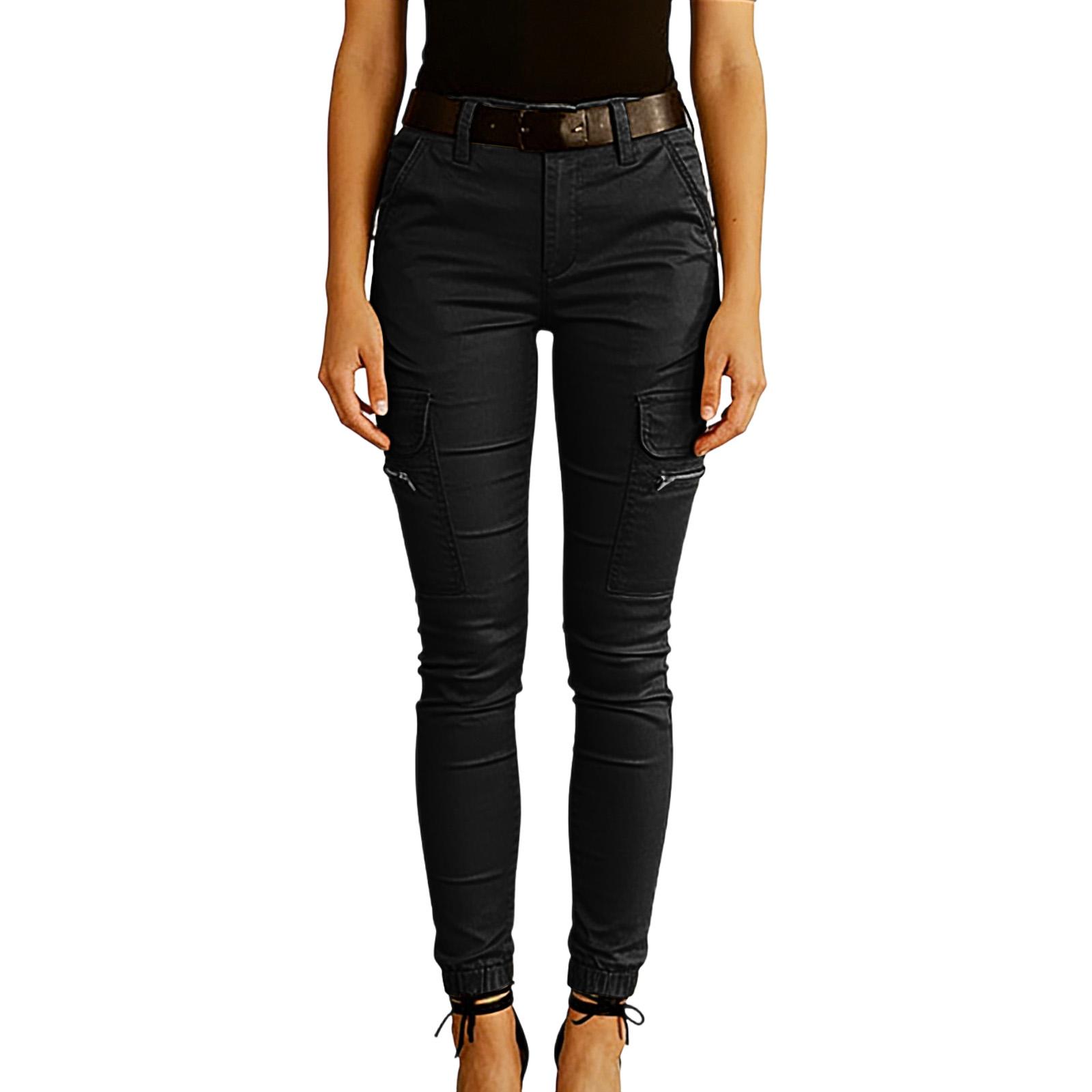 

Women s Color Pants With Button Pocket At The Waist And Binding Work Pants XXL чорний