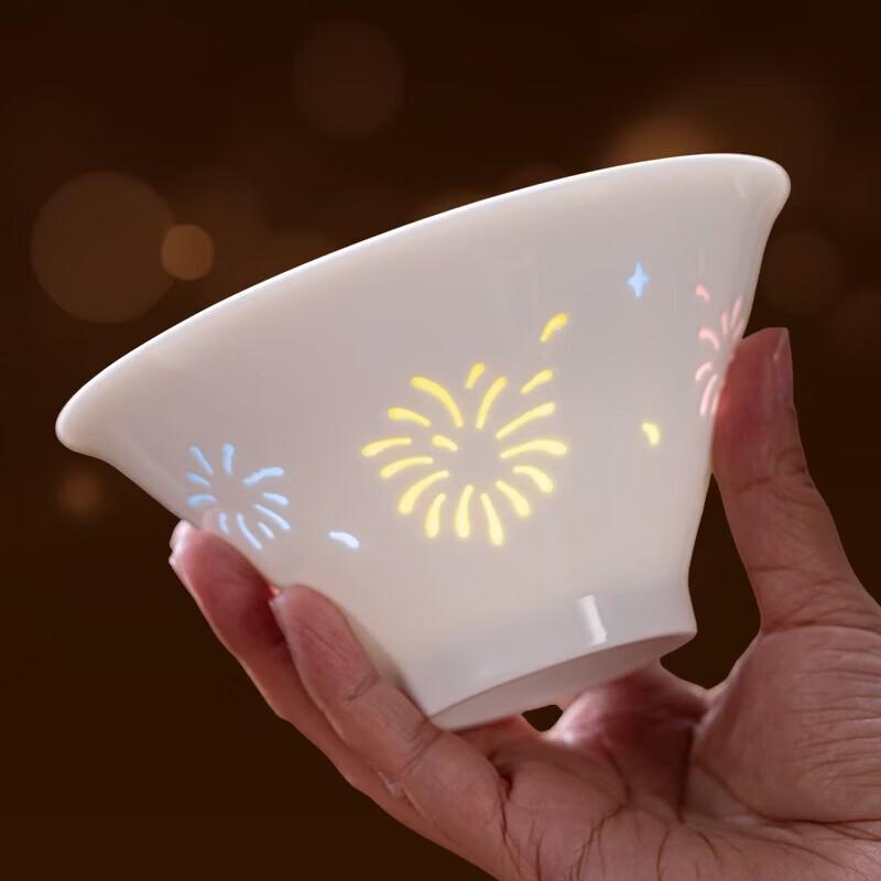 Aowei Colorful Fireworks Glass Rice Bowl