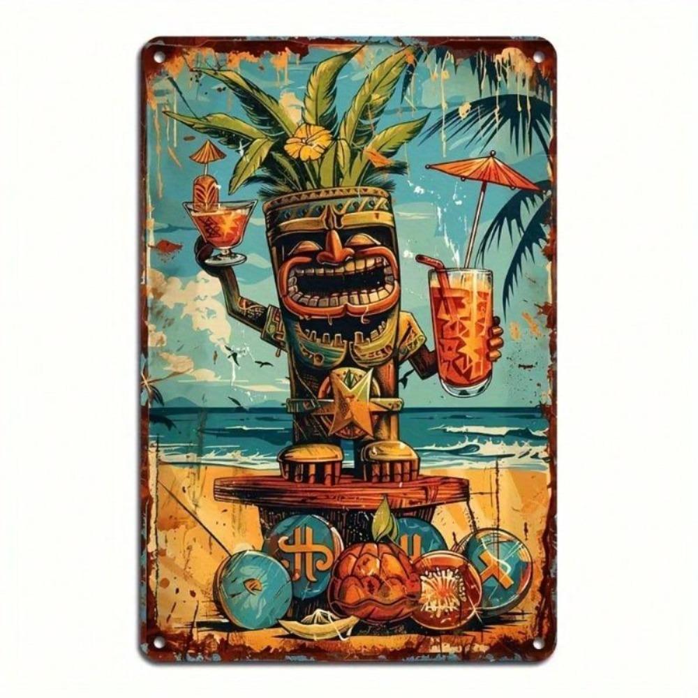Vintage Tropical Tin Sign Tiki Bar Wall Decor for Pub Cafe Home