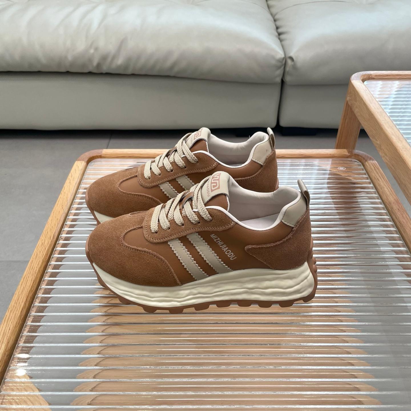 

Leather platform shoes women s versatile casual sports shoes small inner height increase lace-up trendy shoes super fire shoes 35