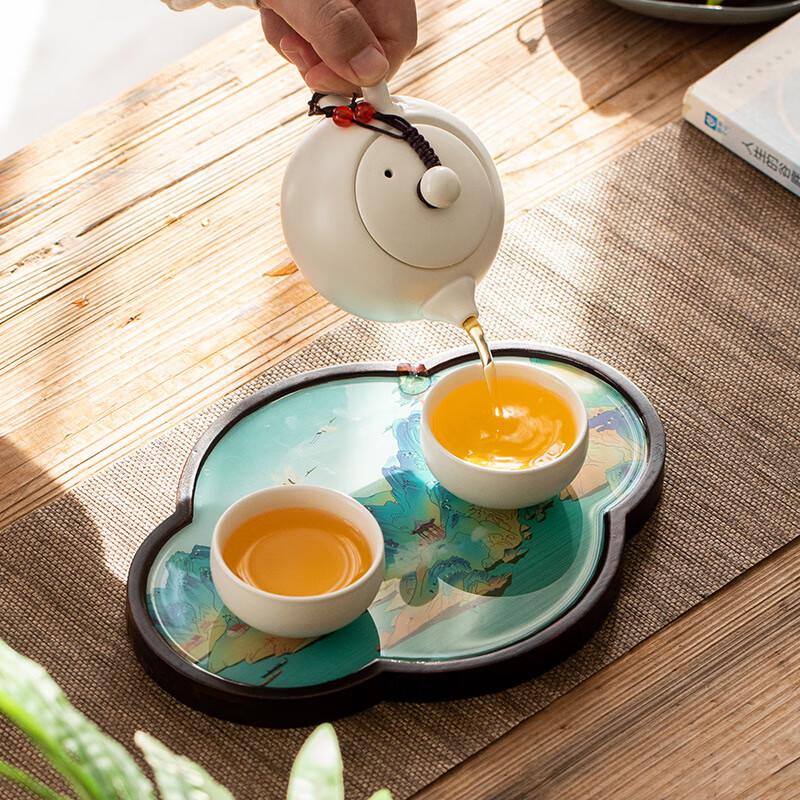 Hand-Painted Small Dry Bubble Tea Tray with Water Storage