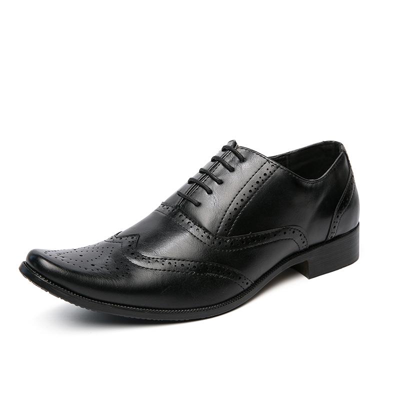 Men s Spring Style Carved Leather Shoes - Trendy Business & Casual British Design 44 чёрный