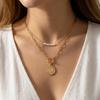 Vintage Portrait Queen Coin Pendant Necklaces for Women Girl Fashion Multi Layer Link Chain Necklaces Friendship Jewelry Gifts