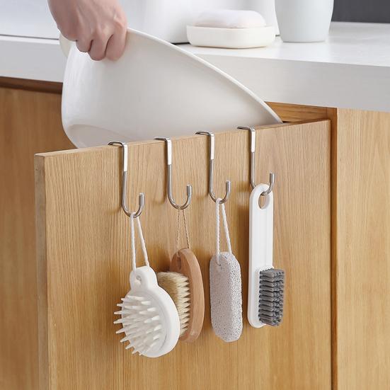 Over Cabinet Metal Double Hook for Closet Door Hook Heavy Duty Kitchen Cabinet Wardrobe Bathroom Dorm