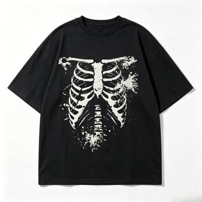 2026 Unisex Halloween Mroczny Styl Nadruk Czaszki Duża Koszulka Koszulka Unisex Letnia Nowość Odpowiednia Codzienna Koszulka