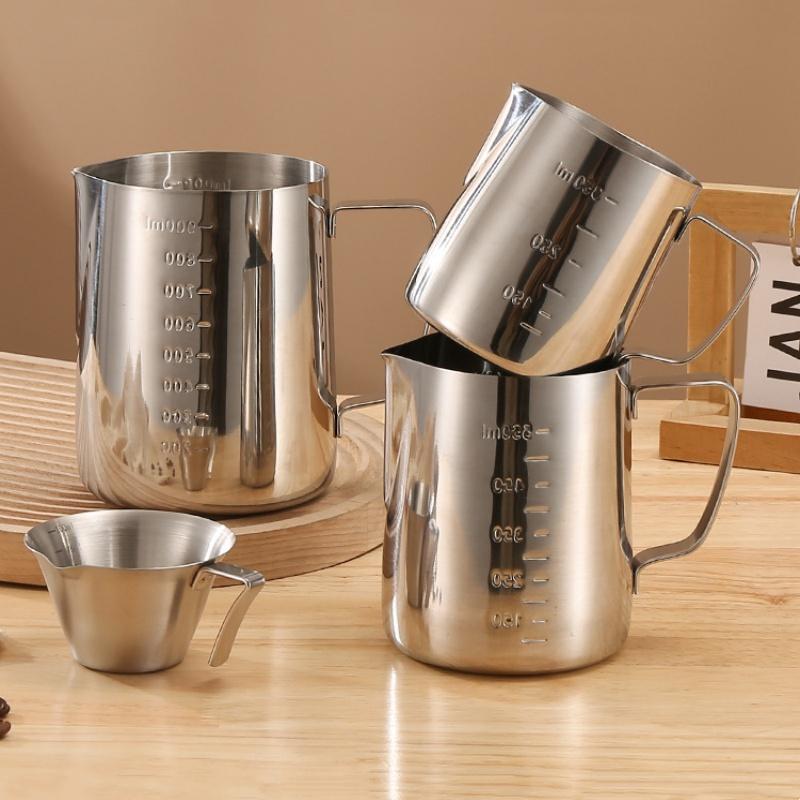 Milk Frother Pitcher Coffee Latte Art Cup Stainless Steel Clear Scale Precise Control Home Professional Cafe Accessorios
