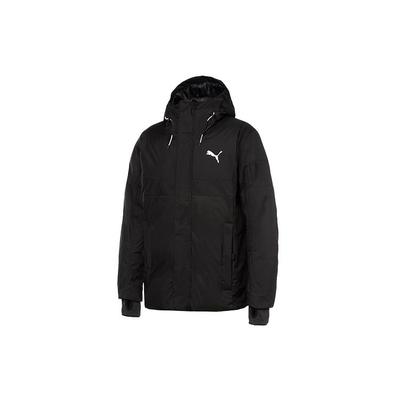 Schützende einfarbige warme Daunenjacke mit Kapuze für Herren Oberbekleidung Schwarz 580025-01