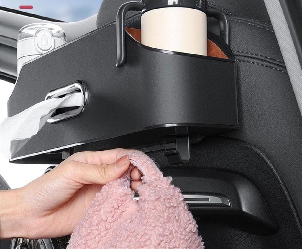 Car Storage, Car Seat Back Organizer with Cup Holder, Tissue Box, Car Tissue Holder,