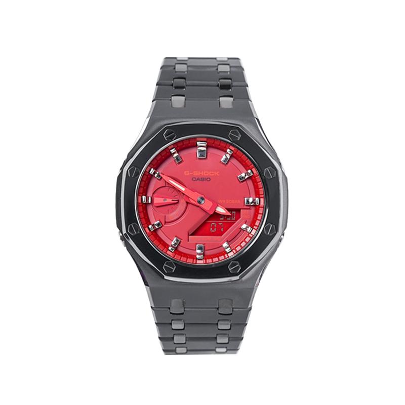 Casio Unisex Liquid Crystal,Analog Dual Display Series 48.5mm Red Watch GA-2100-4A(Watch8--)