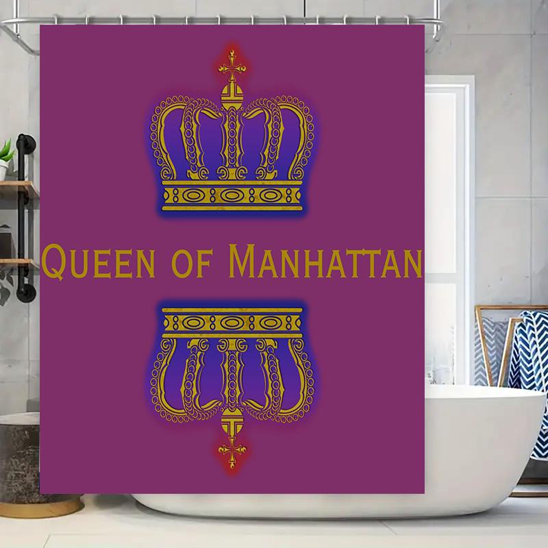 

Vibrant Shower Curtain With Crown Design For Bathroom Decor Queen Of Manhattan Purple Bath Mat 69X72 Inches Waterproof Fabric Pr W60H190(CM)-1 Pcs