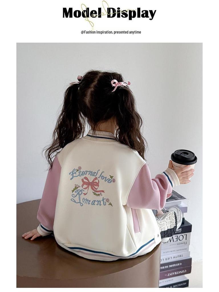 2025 Mädchen Trendige Herbstjacke - Lässige Frühling & Herbst Baseball-Stil Oberbekleidung