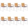 Garden Chairs Set of 8 with Cushions Solid Teak Wood