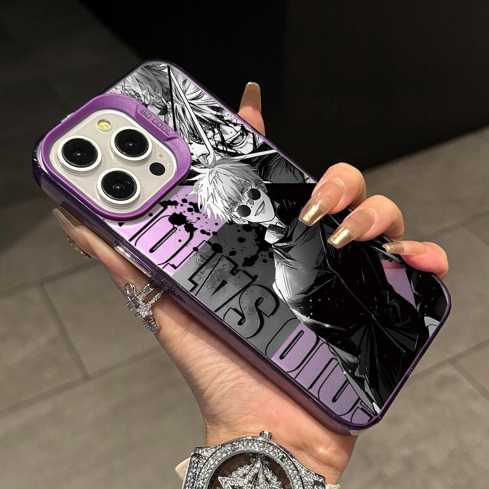 Jujutsu Kaisens Gojos Getos Phone Case for iPhone 17 Air 16 16e 15 14 Plus 13 12 11 Pro Max X Xs XR 8 Colorful Silver Hard Cover
