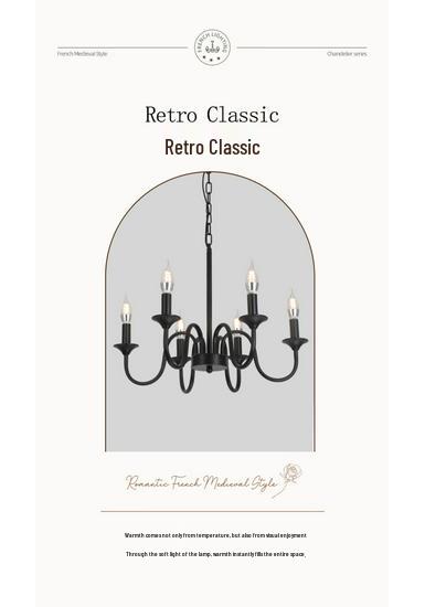 American Vintage Wrought Iron Chandelier for Living Room, Dining Room, or Bedroom