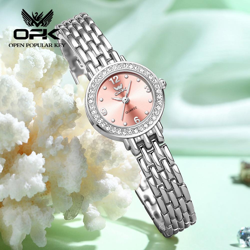 OPK Montre pour femme Classique Simple Élégante Montre de Marque à Quartz Montre à Lunette Diamant pour Femme Montre Étanche