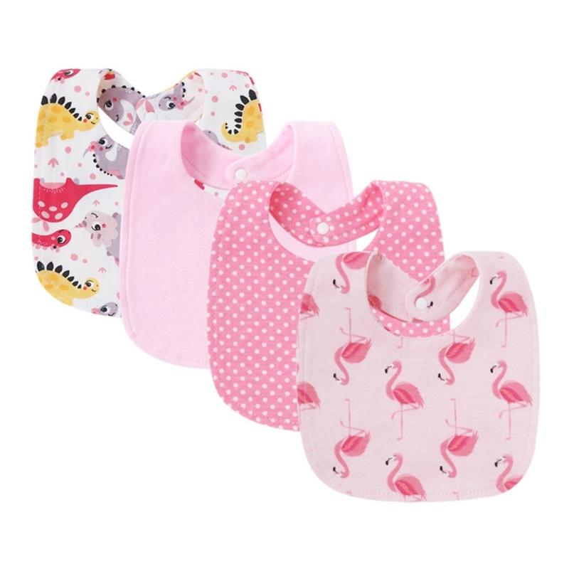 4 Stück/Packung Weiches & Atmungsaktives Baumwollmusselin Baby Lätzchen Set Spucktuch für Neugeborene Kleinkinder Sabbern und Zahnen