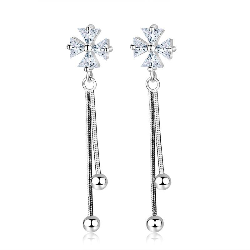 Fashion Four-Leaf Clover Earrings Personalised Women's Earrings Simple Long Bow Earrings