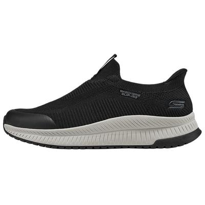 Bobs Mens Comfortable Durable Slip-Ons Soft Sole Casual Walking Shoes Breathable Shock Absorbing Lightweight Men Sneaker Black 118415-BLK