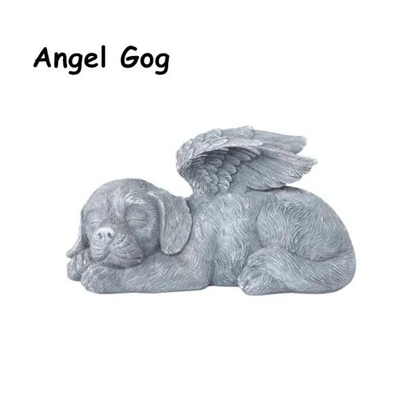 Creative Design Resin Angel Dog Cat Statue Lovely Animals Sculpture Ornaments Gifts Suitable Garden Decor Housegold Ornament