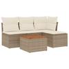 5 piece garden sofa set with cushions beige poly rattan