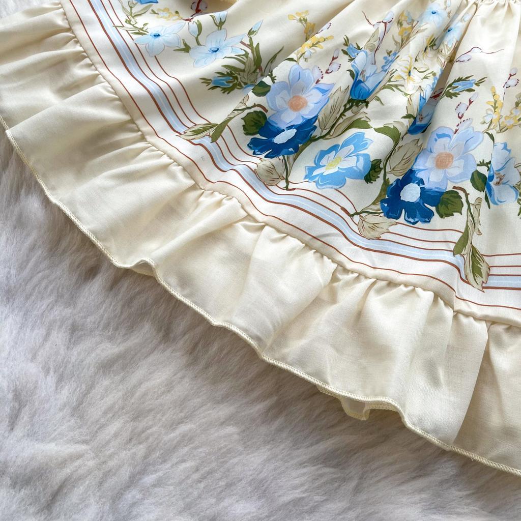 Boho Floral Off Shoulder Floral Print Mini Dress Women Long Sleeve Ruffle Hem Smocked Waist Vintage Summer Beach Dress