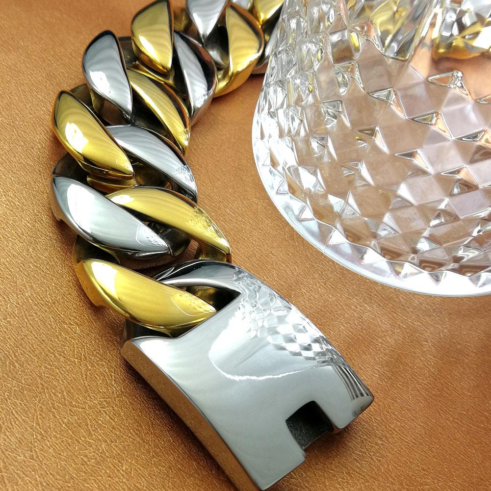 32mm Width Bling Massive 316L Stainless Steel Steel & Gold Hip Hop Bracelet Designer Chrams