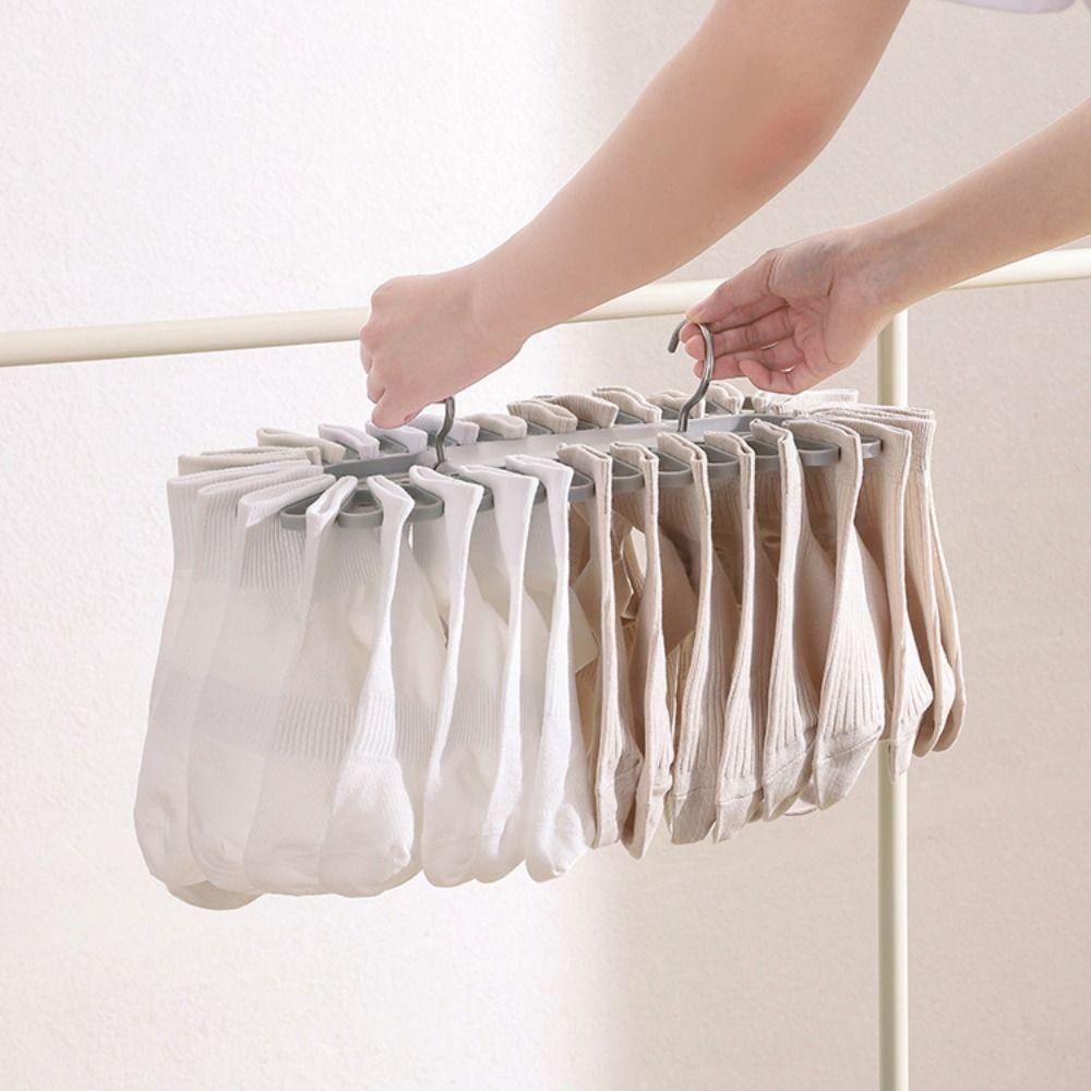 Folding Socks Drying Rack with 32 Clips Underwear Hanging Clip New Clothes Hanger