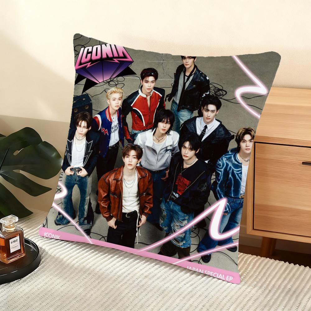 Zerobaseone ZB1 Album Cushion Cover Silky Short Plush Home Sofa Cushion Cover - Invisible Zipper Home Decoration