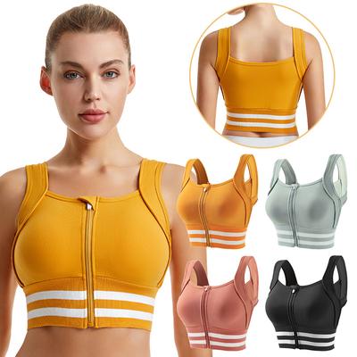 Sporcu Sütyeni Büyük Beden Kadın Sporcu Sütyeni Seksi Yoga Yeleği Ön Fermuar Ayarlanabilir Askı Darbeye Dayanıklı Fitness Atletik Bralet Dışarıda Giy Kadın İç Çamaşırı