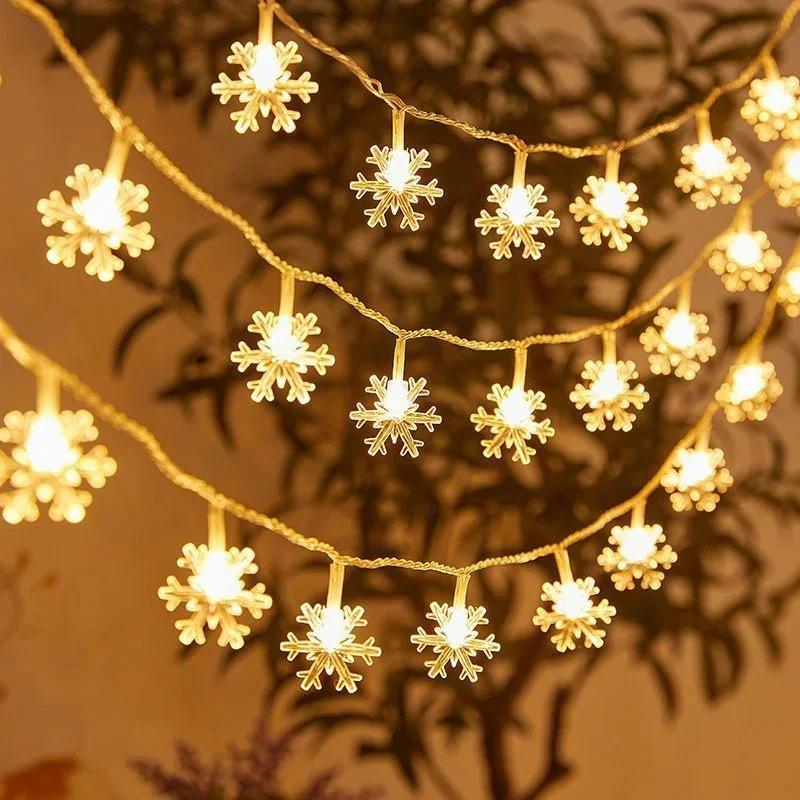 Christmas Lights Fairy Lights Snowflake String Light Battery Operated Snowflake for Bedroom Garden Wedding Birthday Decoration
