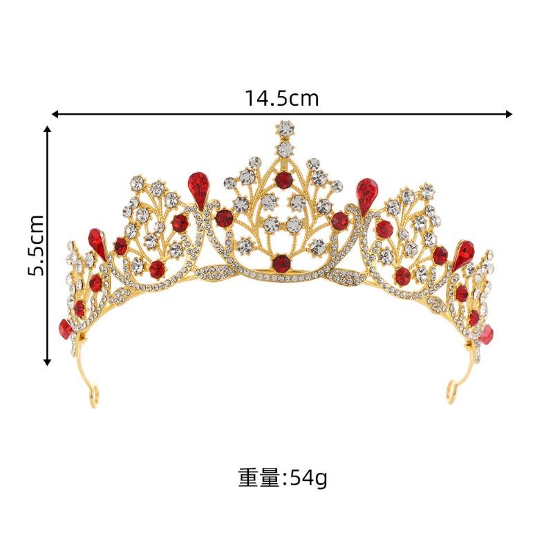 Court style red diamond imitation gold crown headdress heavy industry diamond-encrusted bridal toasting suit atmospheric queen accessories
