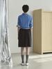 Reply Button Front Midi Skirt_Black