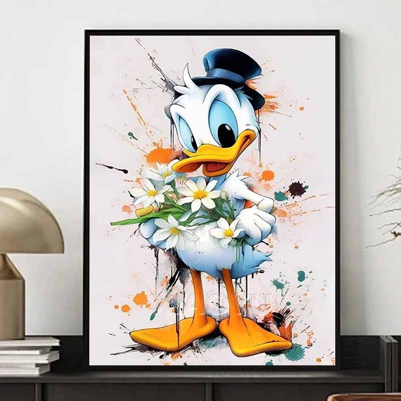 Disney 5D DIY Diamantmalerei Dekorationen Donald Duck Aquarell-Blumenstrauß Thema Kunstmalerei Diamantstickerei Strass Kreuzstich Set Handgemacht