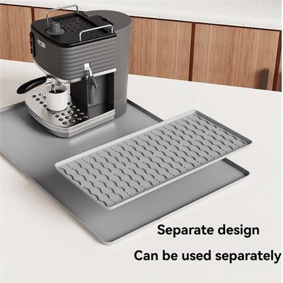 Silicone Coffee Mat 15.75X23.6Inch Coffee Bar Mat With Detachable Dish Drying Mat Easy Clean Coffee Station Mat