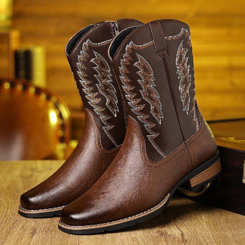 Men Boots Fashionable Chelsea Boots Blackish-brown Men High-top Casual Brand Knight Leather Boots Outdoor Training Shoes 39-48